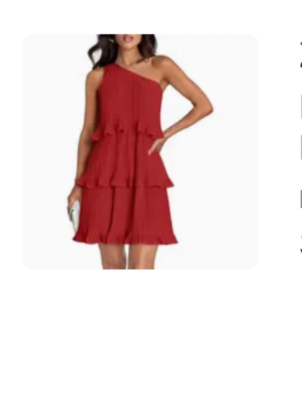 Asymmetric One-Shoulder Tiered Dress in Red